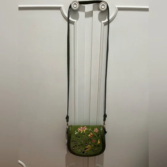 Brahmin Briar Fern Sylvan, Embroidered Green Crossbody Bag. Rare & Unique - Picture 6 of 8